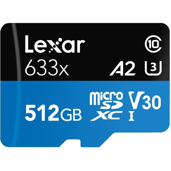 Lexar 512GB Micro SD Card SDHC UHS-I High Performance 633x 100MB/s U1 4K Carousel 3