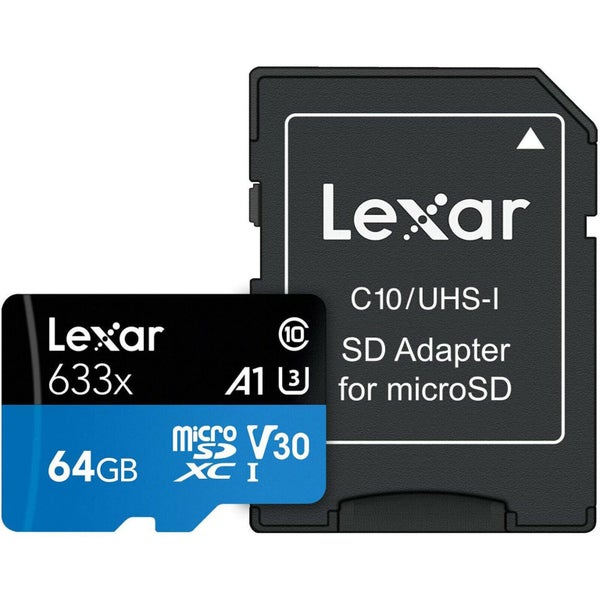 Lexar 64GB Micro SD Card SDHC UHS-I High Performance 633x 100MB/s U1 4K Carousel 2