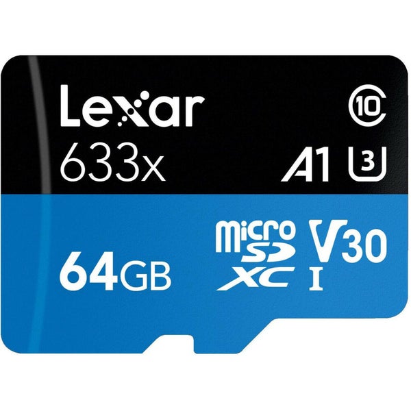 Lexar 64GB Micro SD Card SDHC UHS-I High Performance 633x 100MB/s U1 4K Carousel 3
