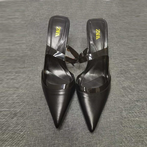 TRAF ZA Women Sandals Purple Transparent Pointed Toe High Heels Carousel 1