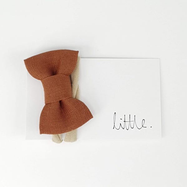 Linen Baby Headband - Rust Carousel 1