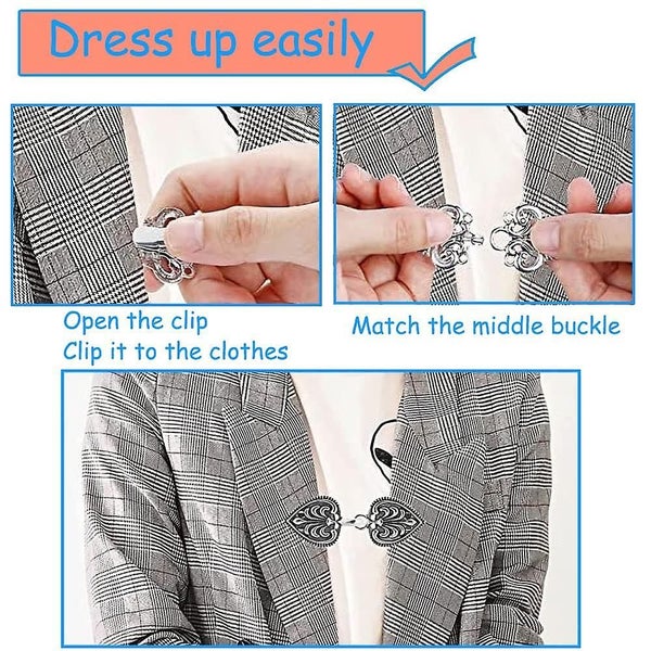 4 Pieces Cardigan Clip, Metal Sweater Clips Dress Shirt Brooch Clips Dresses S Carousel 2
