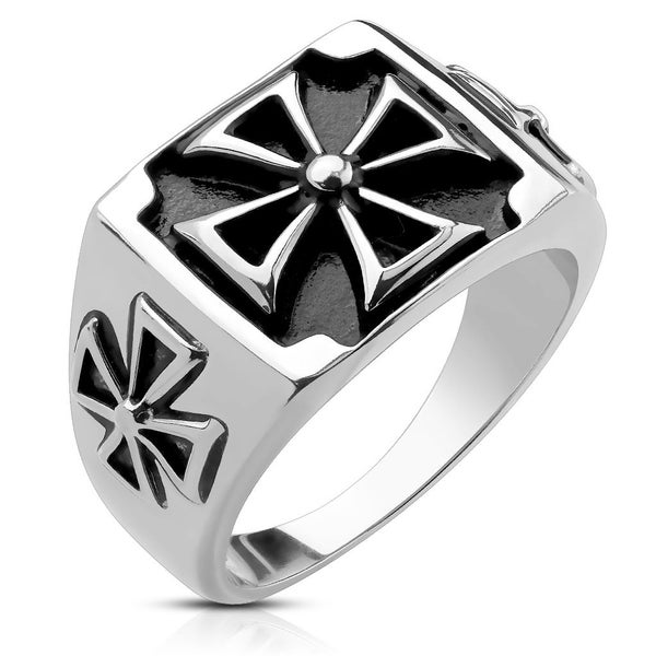 Triple Iron Cross Cast Ring Stainless Steel Carousel 1