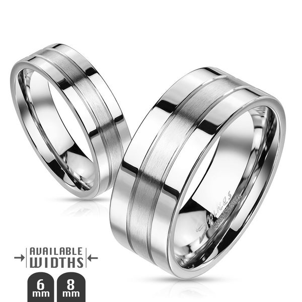 Double Lined and Brushed Center Two Tone Stainless Steel Rings Carousel 1