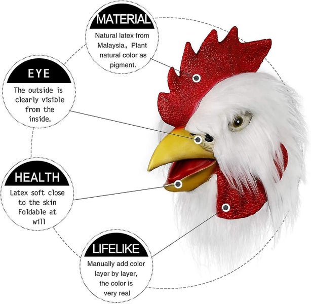 Rooster Mask Animal Mask Halloween Cosplay Party Costume Latex Props Carousel 2
