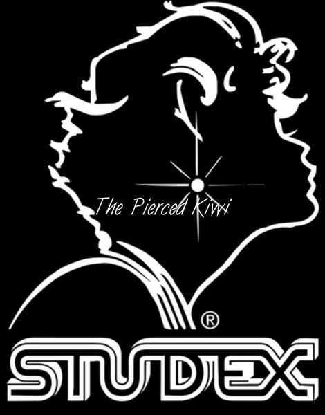 Studex System 75 Gold Plated Bezel Black Onyx Pearl. 2 Sizes Available. Carousel 6