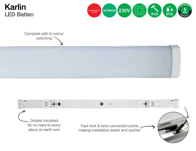 LED Batten Karlin 36w 1.2m CCT Carousel 2