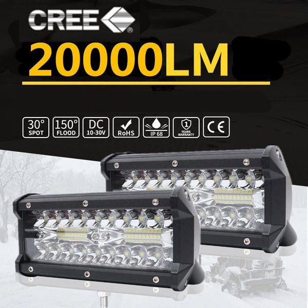 PAIR 7INCH LED WORK LIGHT BAR SPOT FLOOD OFFROAD DRIVING 4WD 4X4 REVERSE Carousel 1