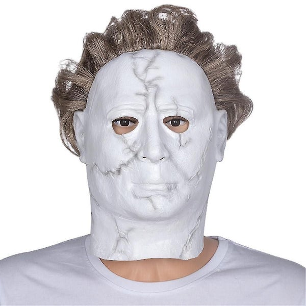 Halloween Michaelmyers Resurrection Latex Mask White Rubber Headgear Carousel 1