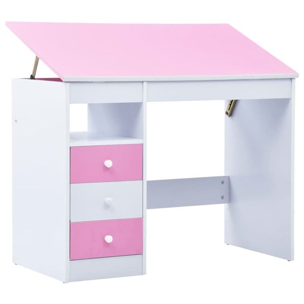Children Drawing Study Desk Tiltable Pink and White Xniaai Carousel 1