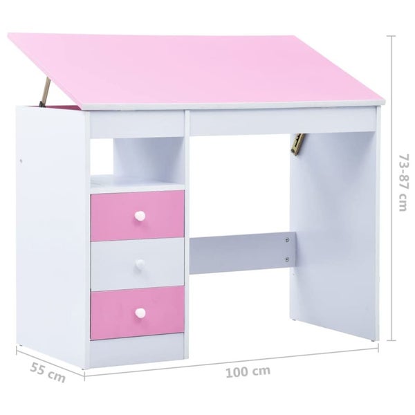 Children Drawing Study Desk Tiltable Pink and White Xniaai Carousel 2