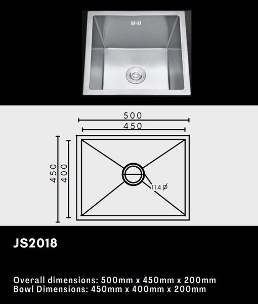 Single Bowl Stainless Steel Sink 500x450mm Carousel 2
