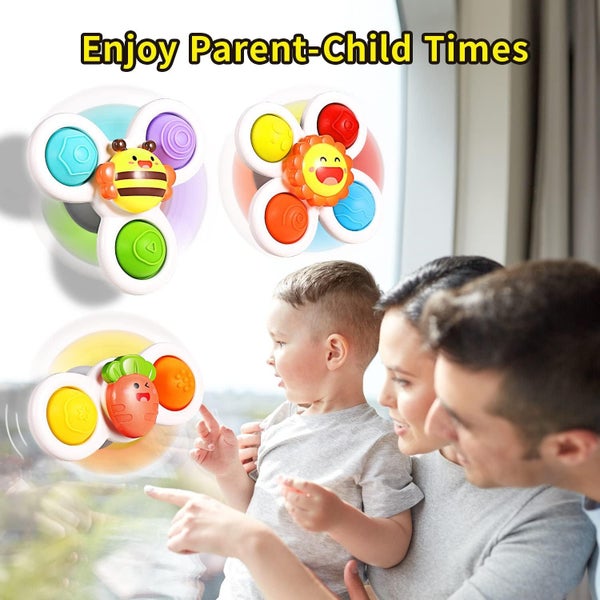 3PCS Pop up Suction Cup Spinner Toys for 3 4 Year Old Boy Girl Carousel 1
