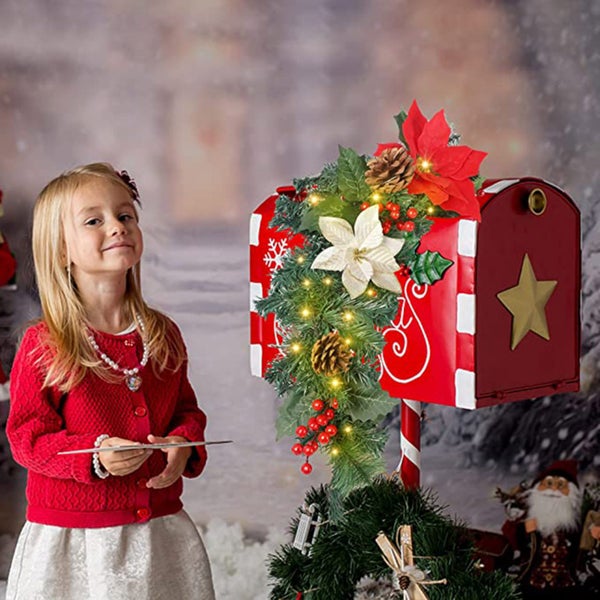 hristmas Mailbox Decorations Wintry Berries Greenery Branches Cones Carousel 2