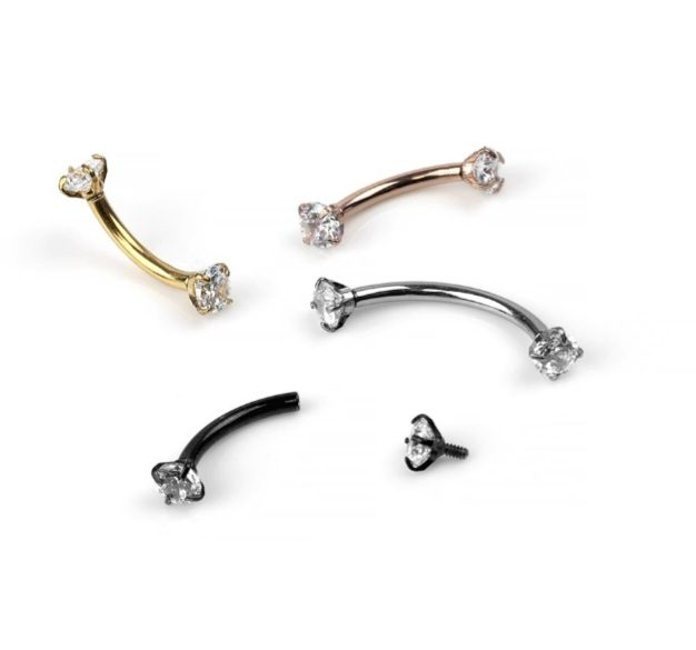 16g Prong Curved Barbells. 4 colours available. Carousel 2