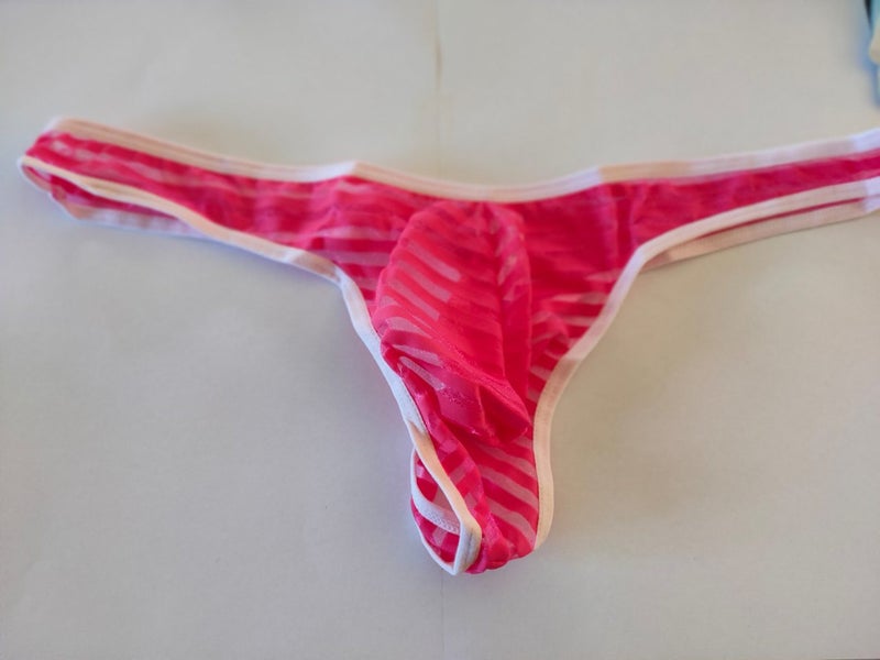 Men's Striped Partly Transparent G String Thong in up to 3 Colours Carousel 5