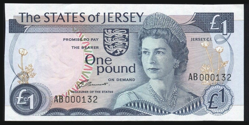 Jersey - 1 Pound - P11a - AB000132 - Low Serial - Unc Carousel 1