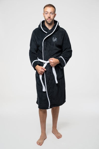 Korn Bathrobe Classic Band Logo new Official Black super soft fleece Unisex Carousel 5