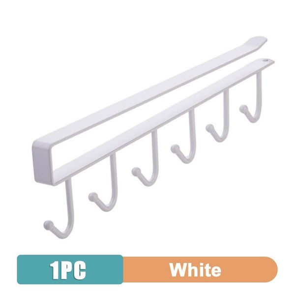 6 Hook Coffee Cup Mug Holder Black White Hooks Shelf Multifunction Carousel 1