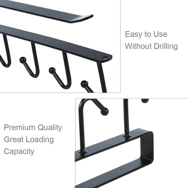 6 Hook Coffee Cup Mug Holder Black White Hooks Shelf Multifunction Carousel 7