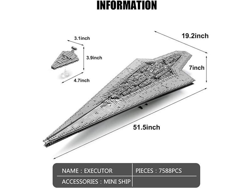 Super Star Destroyer Model Ship, Executor Star Dreadnought Building Toy Carousel 7