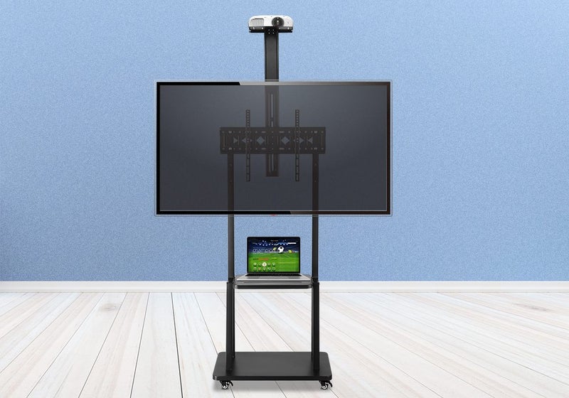 32"-75" Mobile TV Basket Mount Floor Stand Mobile Wheel Carousel 1
