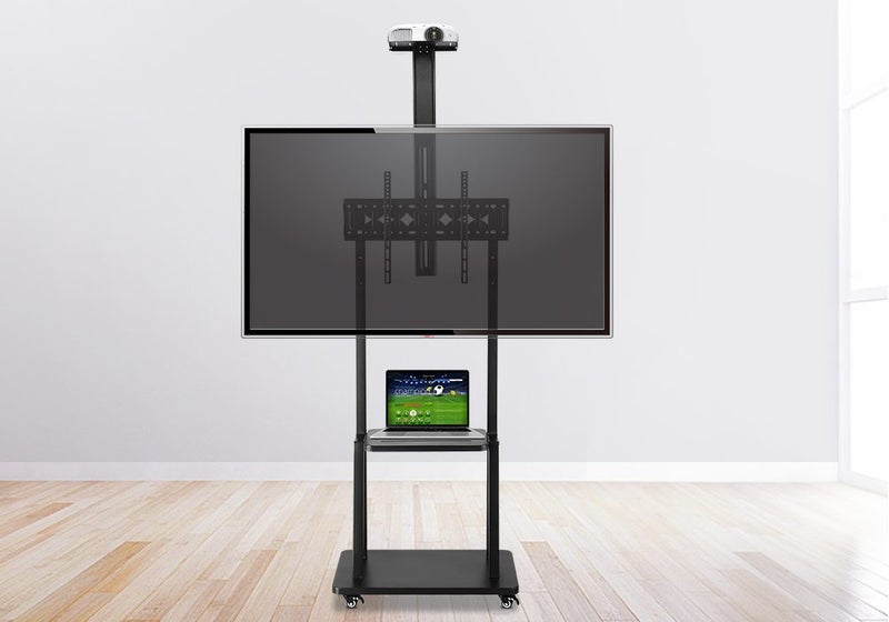 32"-75" Mobile TV Basket Mount Floor Stand Mobile Wheel Carousel 2