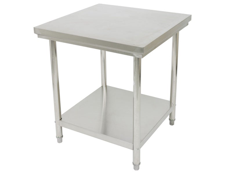 0.8m x 0.8m Stainless Steel Commercial Work Bench Counter Top with Lower Shelf Carousel 1