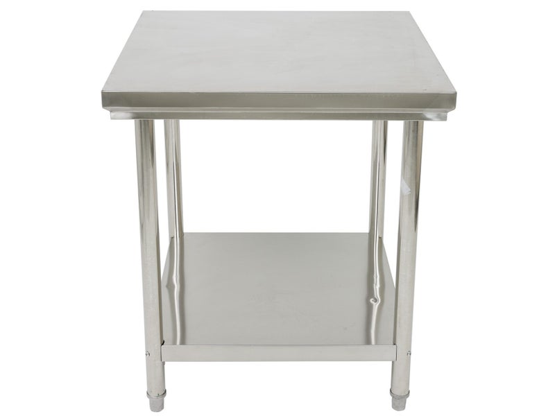0.8m x 0.8m Stainless Steel Commercial Work Bench Counter Top with Lower Shelf Carousel 2
