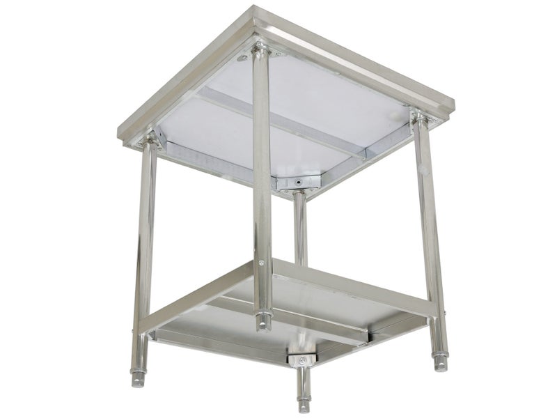0.8m x 0.8m Stainless Steel Commercial Work Bench Counter Top with Lower Shelf Carousel 3