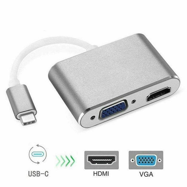 USB-C 3.1 Type-C to HDMI + VGA Adapter Converter | Dual Display 4K Video Outp... Carousel 4