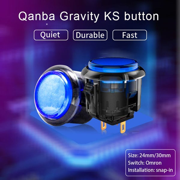 Qanba Gravity 30KS Silent Snap In Translucent Arcade Button,24mm or 30mm Carousel 1
