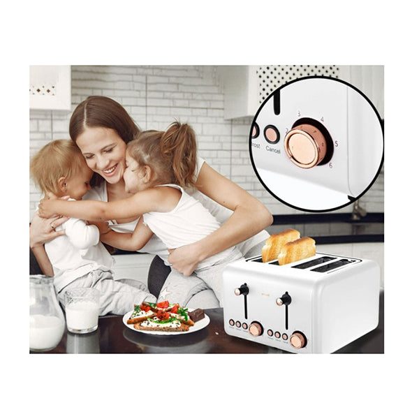 4 Slice Toaster Rose Trim Collection White Carousel 3