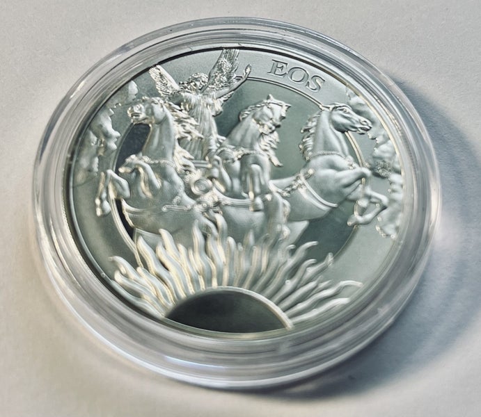 2023 St. Helena 1 oz .999 Silver Goddesses: Eos and the Horses BU Carousel 1