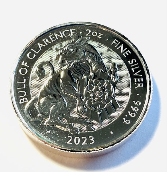 Royal Mint 2023 2 oz Tudor Beasts Bull of Clarence .9999 Silver Coin Carousel 1