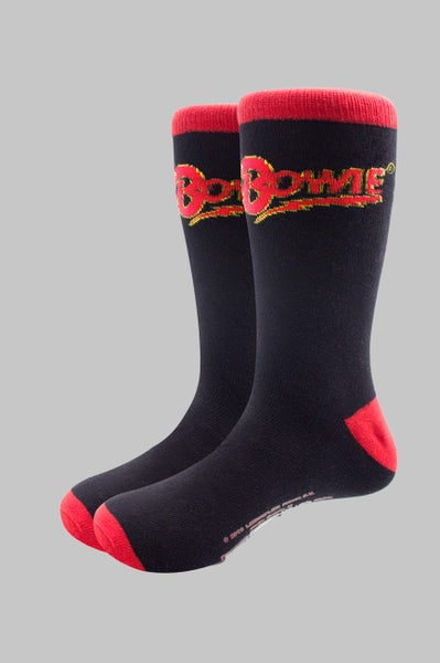 David Bowie Socks Flash Logo Aladdin Sane new Official Unisex Black UK Size 7-11 Carousel 2