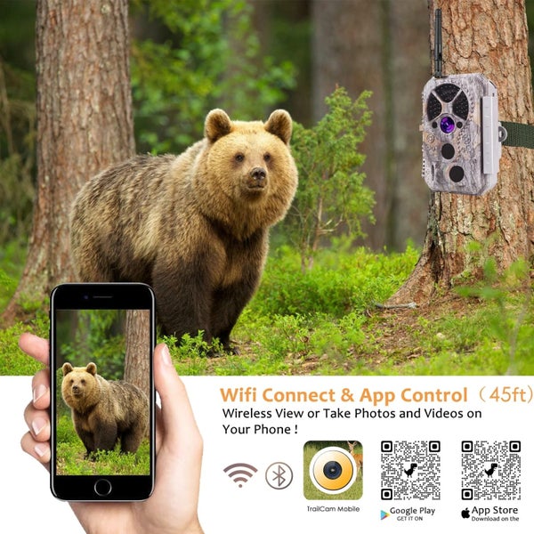 Bluetooth WIFI Wildlife Trail Camera Security Camera 32MP 1296P Video Flash Cam Carousel 2
