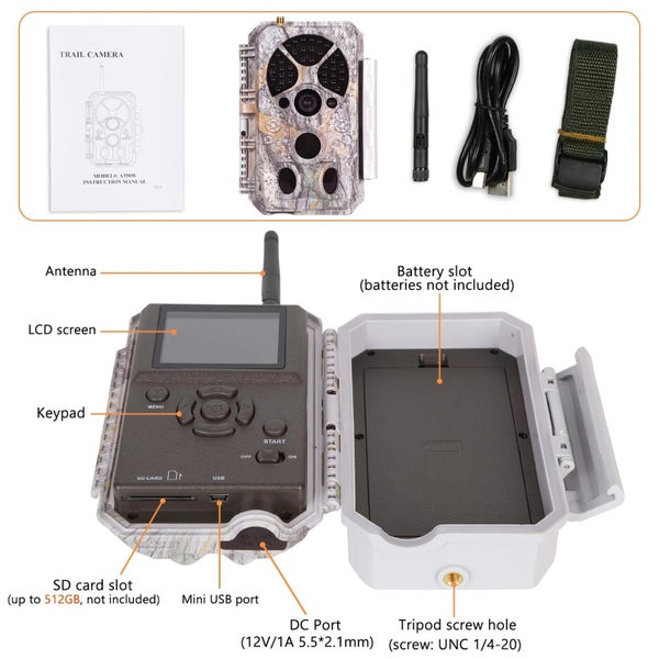 Bluetooth WIFI Wildlife Trail Camera Security Camera 32MP 1296P Video Flash Cam Carousel 9