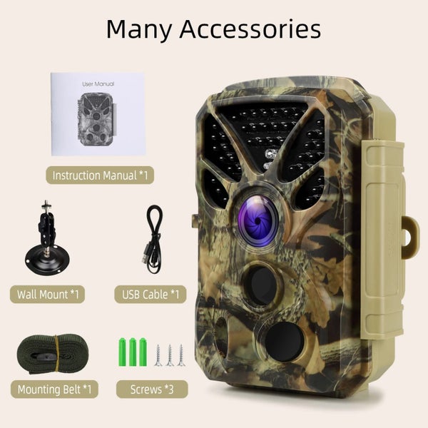 Trail Camera 32MP 1440P HD Video Low Glow Night Vision with Motion Activated Carousel 6