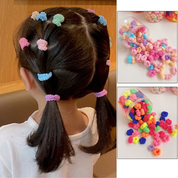 100pcs Set Baby Mini Hair Bands Kids Colorful Rings Elastic Rubber Carousel 2