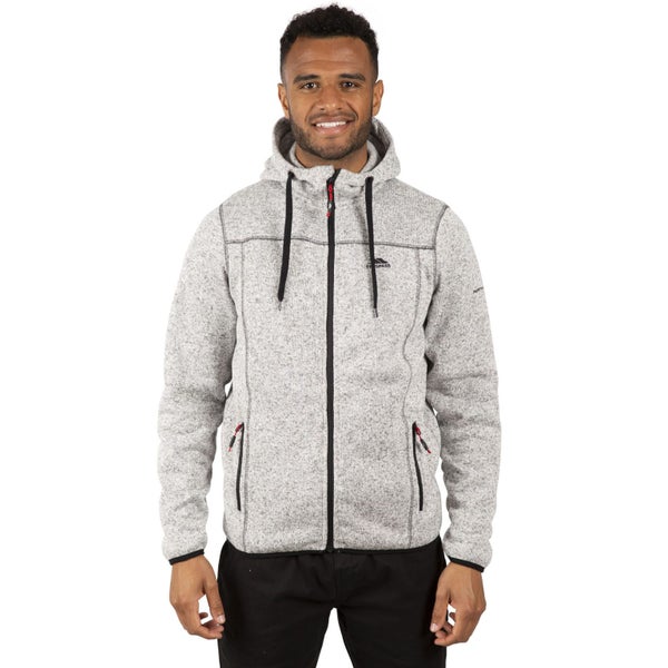 Trespass Mens Odeno Hooded Full Zip Outdoor Fleece Jacket - Ghost Marl - XL Carousel 1