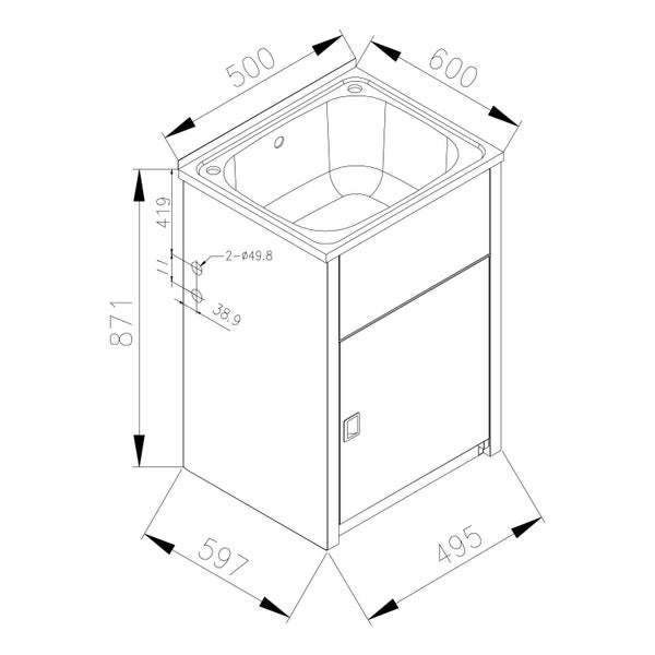 Vogue River Laundry Tub 40L - 500mm Carousel 3