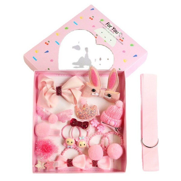 18 Pieces Set Childrens Head Ornaments Barrettes Side Clip Girls Hair Carousel 1