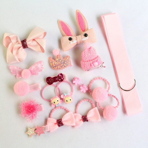 18 Pieces Set Childrens Head Ornaments Barrettes Side Clip Girls Hair Carousel 2