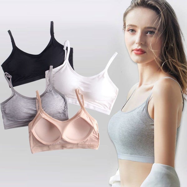 Cotton Sports Bra Pure Color Bra Without Underwire Sports Bralette Carousel 2