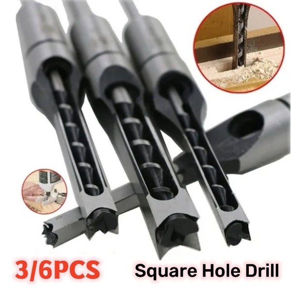 6/8/12.5mm HSS Square Hole Drill Bit Auger Bit Steel Mortising Carousel 2