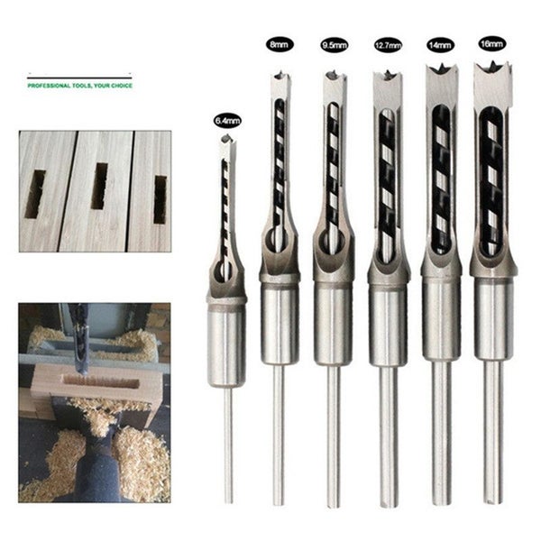 6/8/12.5mm HSS Square Hole Drill Bit Auger Bit Steel Mortising Carousel 7