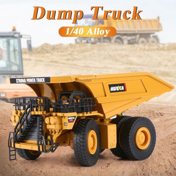 Die-cast Dump Truck Model Scale, 1:40, Huina 1912 YELLOW METAL Carousel 1