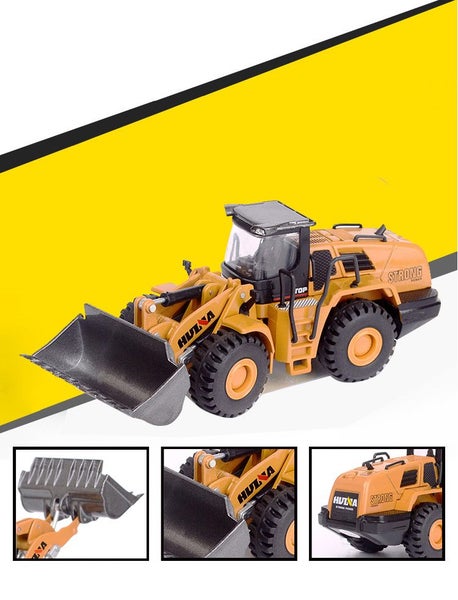 Die-cast Loader Digger Truck Model Scale, 1:60, Huina 1813 YELLOW Carousel 2