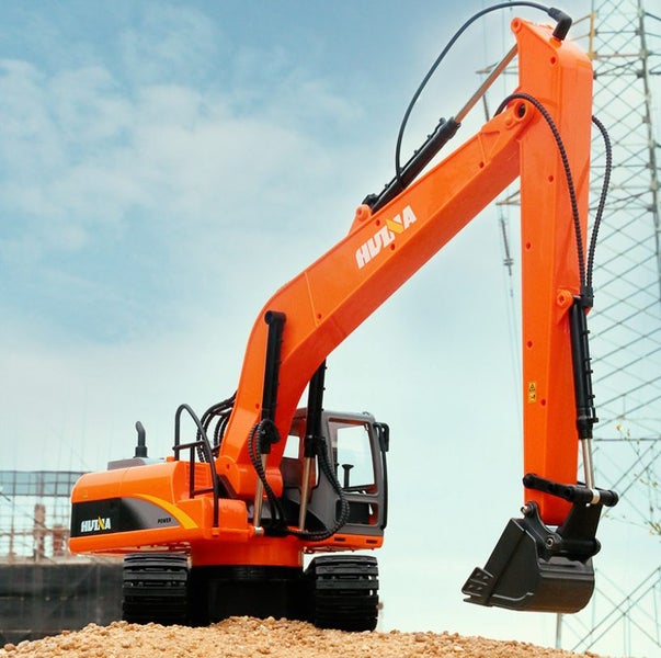 Die-cast Orange Long Arm Digger, Scale, 1:50, Metal, Huina 1722 Carousel 2